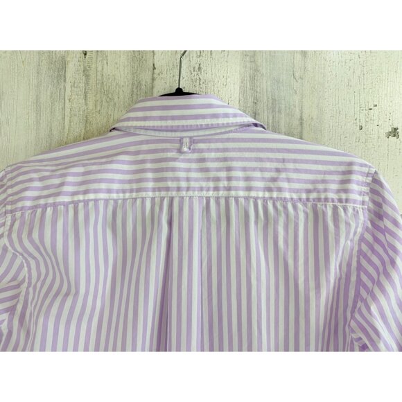 Ann Mashburn Boyfriend Shirt Sz M Lavender White Stripe Button Down - Picture 13 of 16